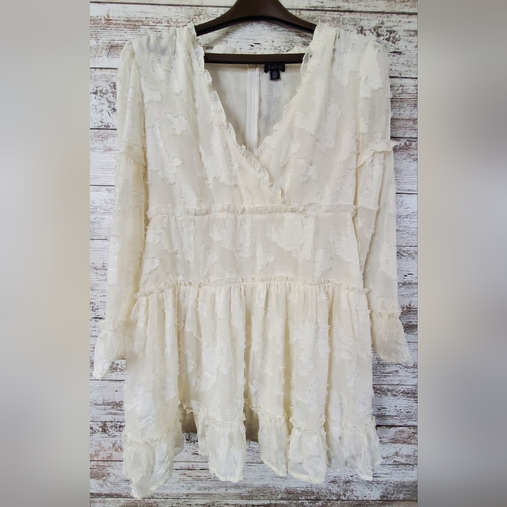 Boohoo Boho Petite Burnout Frill Mini Dress Tunic NWT